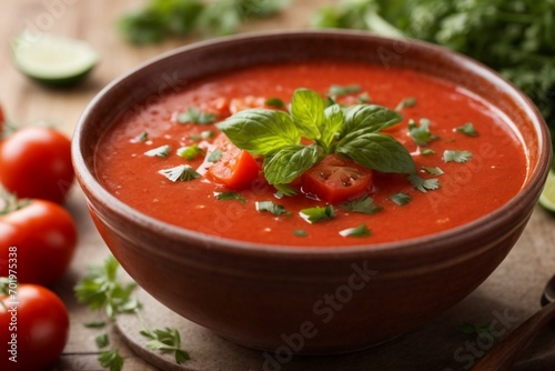 tomato soup in a bowl (Gazpacho)