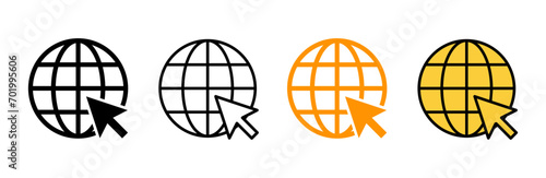 Web icon set vector. go to web sign and symbol. web click icon. Global search icon