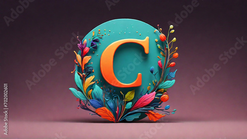 A playful and whimsical "C" letter logo with a hand-drawn feel, featuring vibrant colors and a mix of serif and sans-serif fonts | English alphabet | English Letters