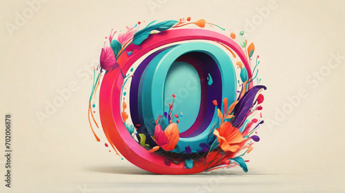 A playful and whimsical "O" letter logo with a hand-drawn feel, featuring vibrant colors and a mix of serif and sans-serif fonts | English alphabet | English Letters