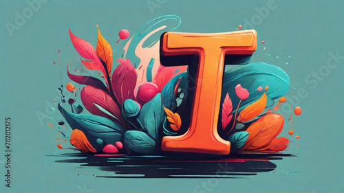 A playful and whimsical "T" letter logo with a hand-drawn feel, featuring vibrant colors and a mix of serif and sans-serif fonts | English alphabet | English Letters