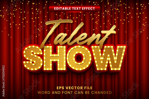 Talent show golden 3d editable vector text effect