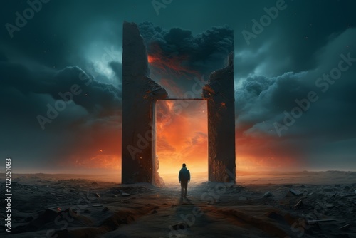 Illustration of Magic portal with mystical gate in a mysterious place