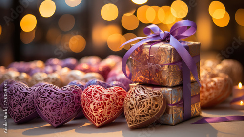 Romantic Valentine's Day Assortment with Chocolates and Gifts in Elegant Setting - AI-Generated