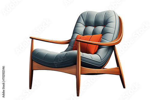 Modern, luxury natural leather revolving chair isolated on PNG Background. Generative Ai.