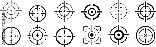 Set of target destination icon. Aim sniper . Focus cursor bull eye mark . Vector, Gun Sight Crosshairs Bullseye. sniper rifle target. Focus target . Target goal, focus arrow. marketing aim design,