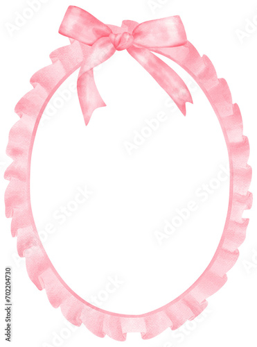Pink Coquette frame oval shape aesthetic watercolor