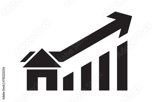 House growing graph icon. Vector illustration