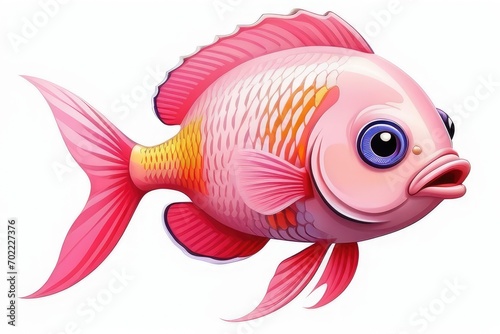 Tropical elegance: Exotic fish displayed with vibrant colors ona white background.