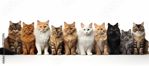 Cat breeds white background studio shot high resolution image for design and editorial use
