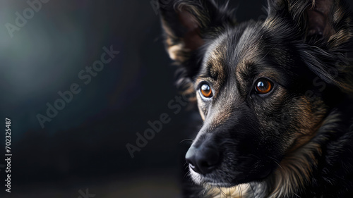 Ein Hund. Portrait eines Hundes auf schwarzem Hintergrund. 