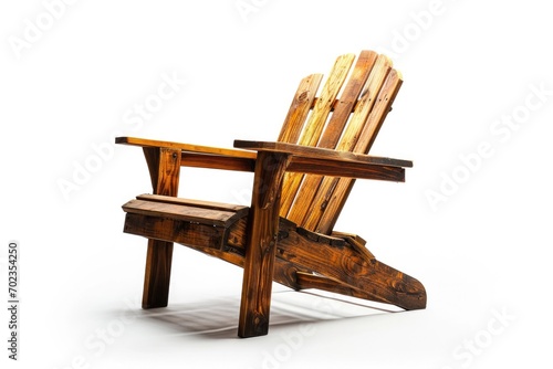 Vintage Wooden Garden Chair Isolated on White Background. Elegant and Luxurious Furniture for Stylish Outdoor Relaxation.