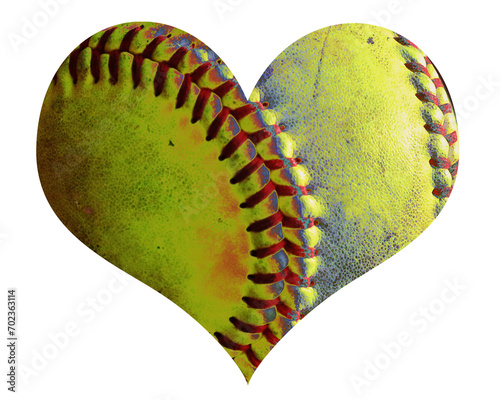 softball ball heart with red laces png