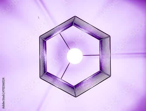 Light purple Abstract geometric centered hexagonal shape with copy space