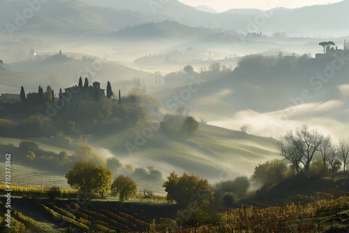 Foggy hills inspired by the Tuscan countryside