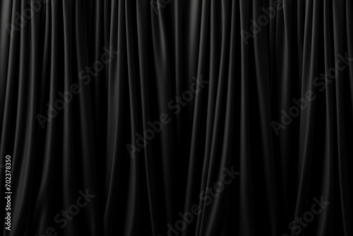 black window curtains with folds