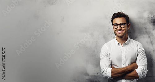 Young and handsome teacher posing for his business profile 