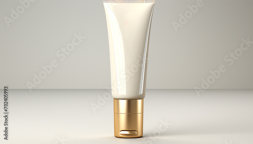 Tube cream closeup. Blank template white tube cream packaging. Beauty product placement mockup. Isolated tube cream mock-up. Cosmetic container copy space. Skincare ointment. Body anti-aging lotion.
