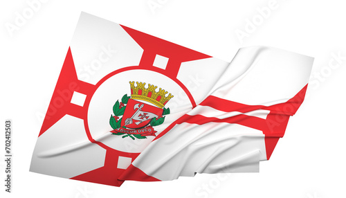 A bandeira da cidade ou município de São Paulo, a capital do estado ded São Paulo, Brasil - Ilustração 3D