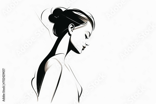 Elegantly drawn woman in a serene pose captured through unbroken line artistry.