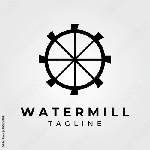 water mill logo vector vintage illustration design , icon, concept, simple and minimalist