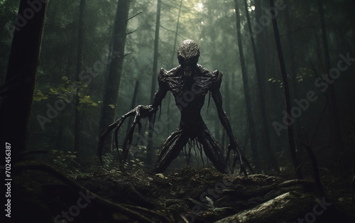 Creepy creature in the middle of the forest