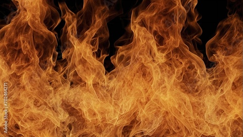 Dynamic orange and yellow flames rise against a black background, showcasing the unpredictable and wild nature of fire.