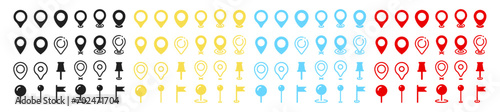 Set of map pin location icons. Modern map markers. Map pin place marker. Location icon. Map marker pointer icon set.