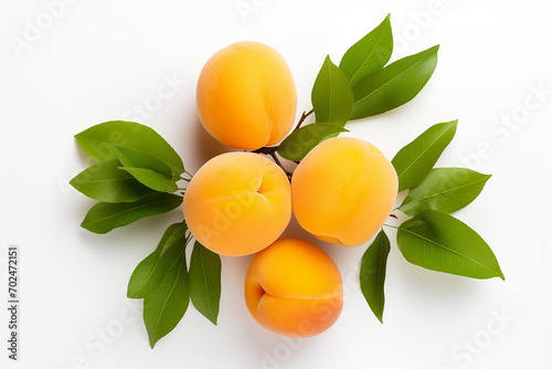 Apricot, top view, white background , isolated