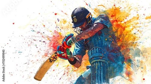 A cricket player is shown in action, hitting a ball with a bat. This image can be used to illustrate cricket matches or sports-related articles