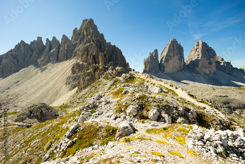 Summer view of Monte Paterno mountain (Paternkofel) at Dolomitic Alps.