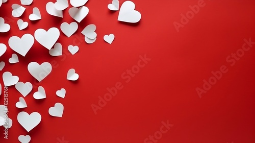 White Hearts Of Paper On Red Textured Background For Happy San Valentine Day. Happy Mother's Day : Generative AI