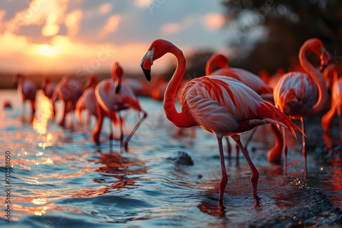 Flamingo birds in the lake Nakuru, African safari, Kenya
