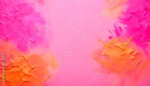 Abstract background of green and pink paint splashing on pink background. Generative AI.