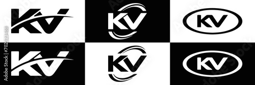 KV logo. KV set , K V design. White KV letter. KV, K V letter logo design. Initial letter KV letter logo set, linked circle uppercase monogram logo. K V letter logo vector design. 