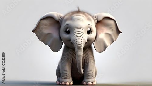 Draw a cute and chubby baby elephant with large ears and a playful expression, isolated on a white background, generative AI, background image