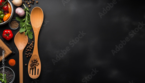 Flat lay composition of Kitchen utensils