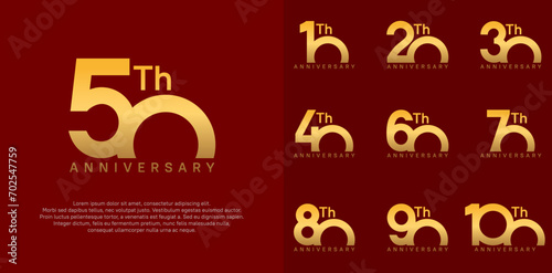 anniversary logotype vector design set golden color can be use for celebration day