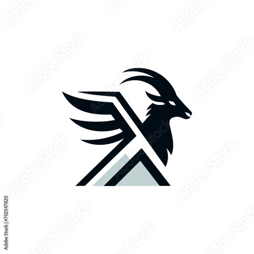 Flaying RAM logo, Silhouette of Great simple goat winged vector illustrations