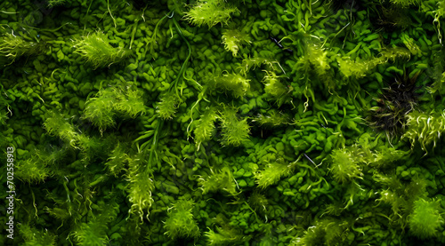 Detailed close-up of lush green moss, perfect for nature-themed designs and backgrounds