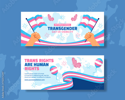 Transgender Day of Visibility Horizontal Banner Cartoon Templates Background Illustration