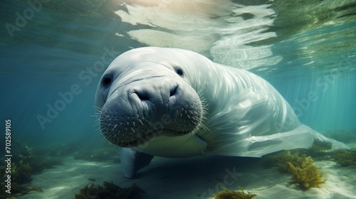 Environmental problems from plastic pollution Dugongs can eat plastic bags, mistaking them for sea grass, causing the dugong to die and be on the verge of extinction.