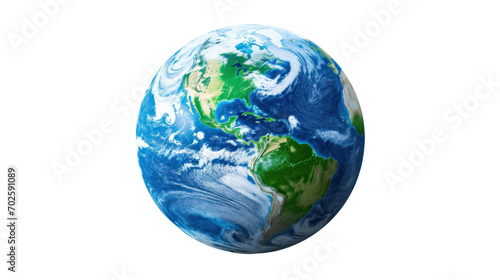 Blue planet earth isolated on white background.