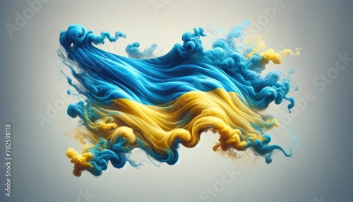 Swirling Abstract Smoke in Ukrainian Flag Colors