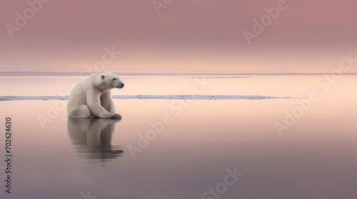 Polar bear (Ursus maritimus) on the beach.