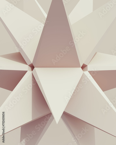 Solid 3d geometric shapes off white soft tones patterns triangles structure clean straight lines design neutral background 3d illustration render digital rendering