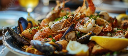 Traditional Spanish food, consisting of crunchy and salty baked seafood dishes, inspired by Mediterranean cuisine.