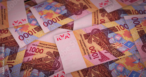 West African CFA Franc growing pile of money concept 3d illustration