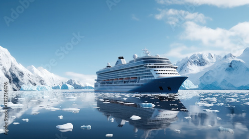Antarctic Cruising ship. Sea, ice, iceberg