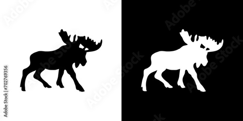 Moose silhouette icon. Animal icon. Black animal icon. Silhouette